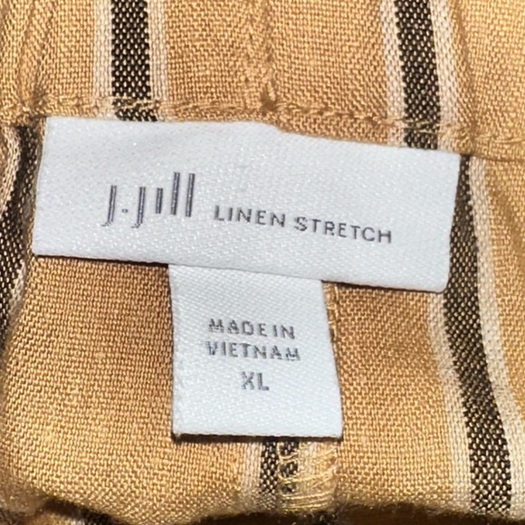 J.Jill Dark Yellow Stripe Emelie Linen Stretch Wide Leg Cropped Pants XL - Picture 4 of 9